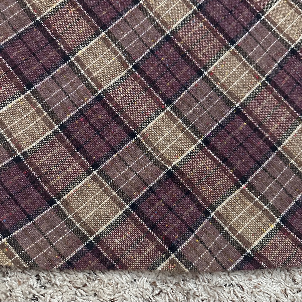 Vintage 60s/70s Purple Tan Plaid Tweed A-Line Midi Skirt Women's Size S/M Retro - Picture 12 of 16